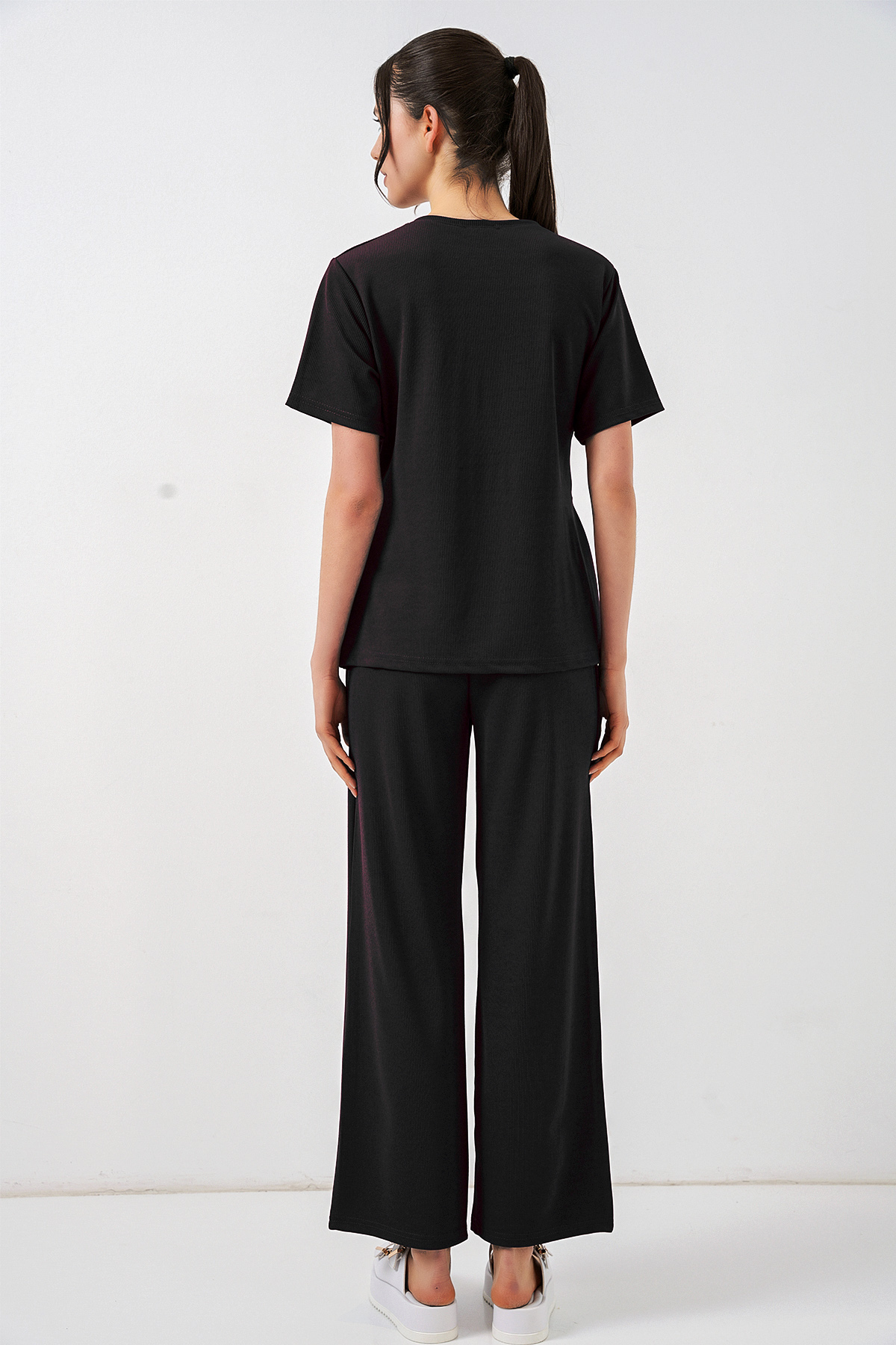 Women's Knitted Blouse and Pants Two-Piece Set 30085 