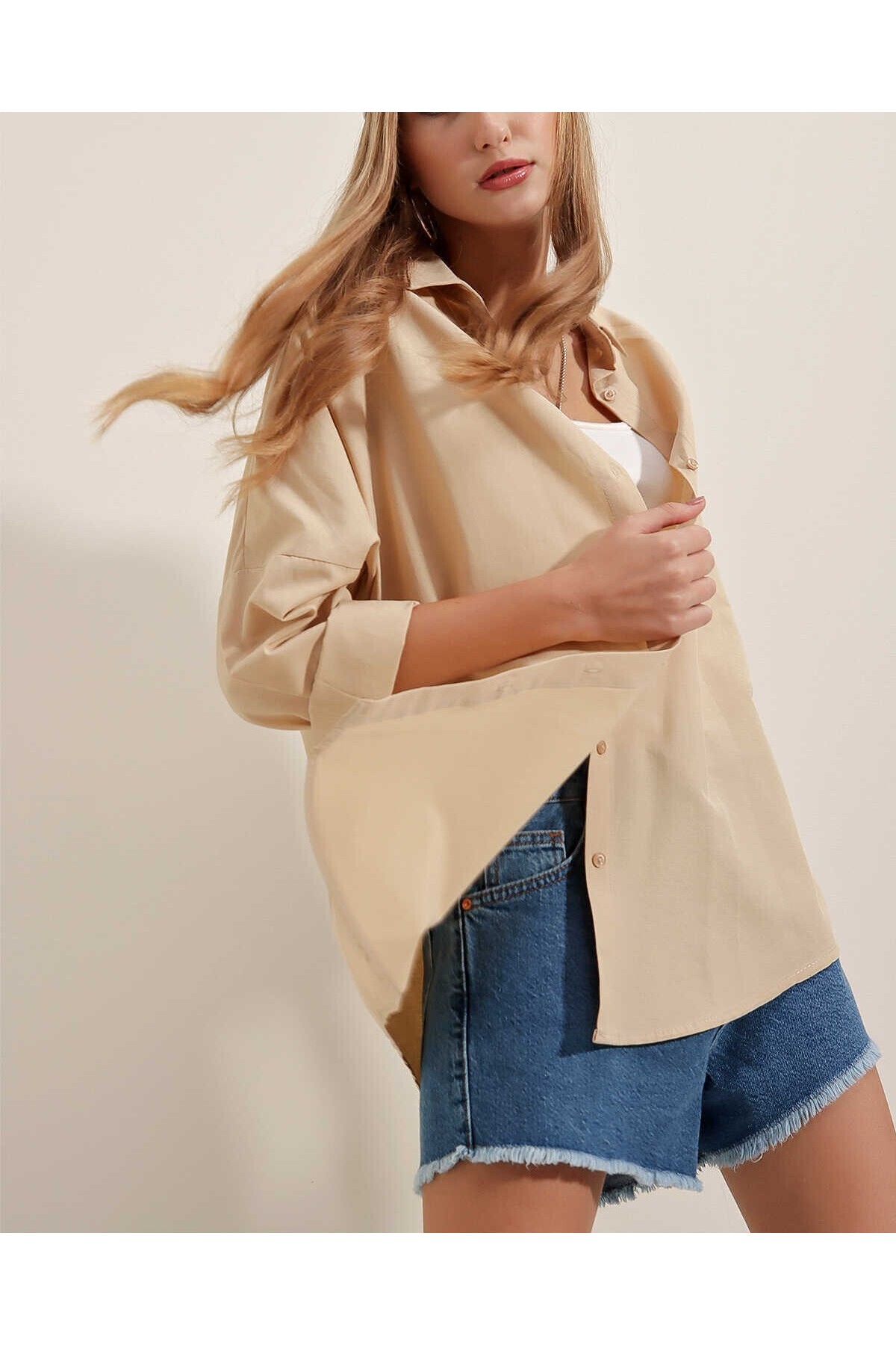 3900 Oversize Long Basic Shirt 