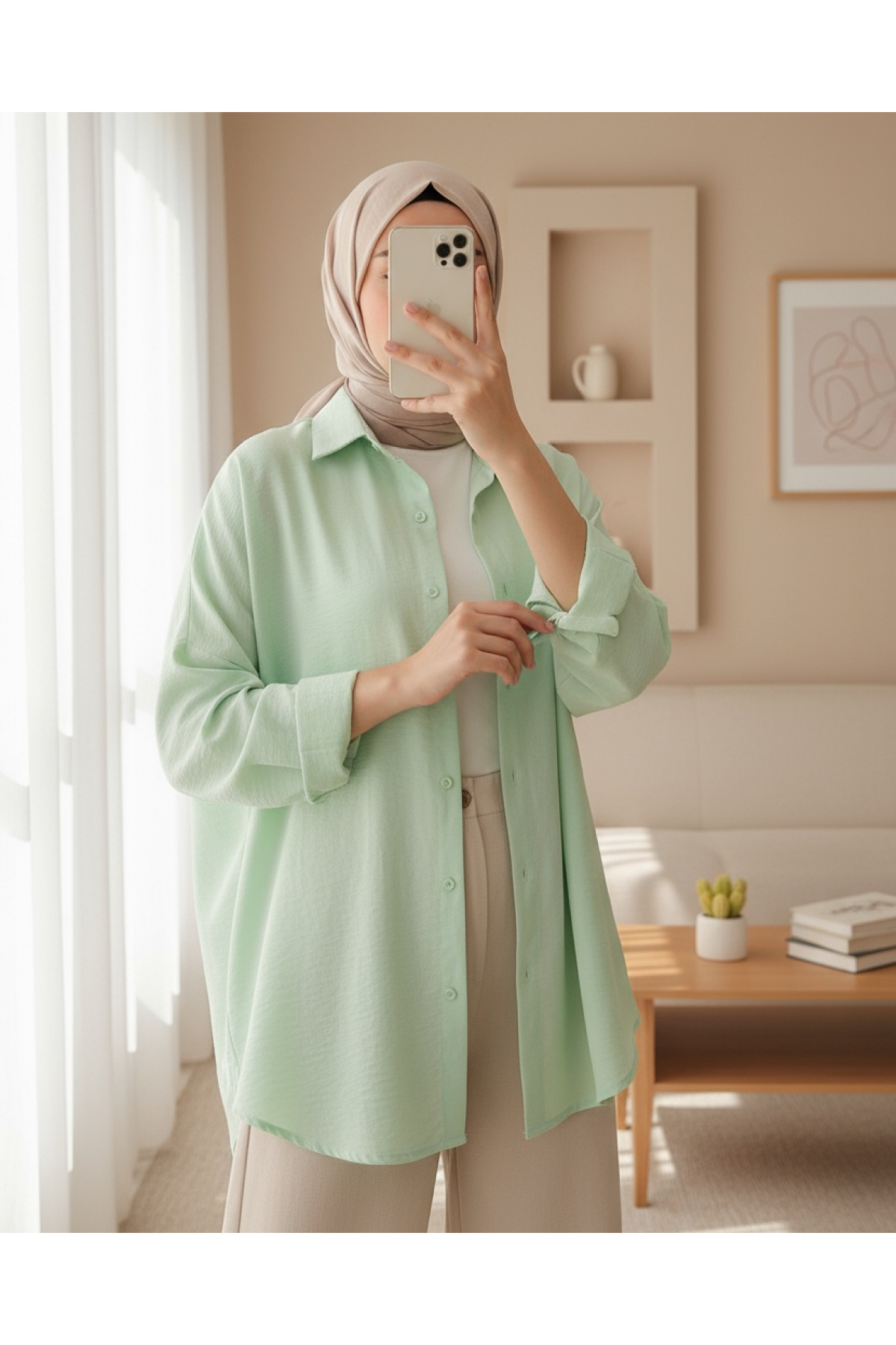 3900 Oversize Long Basic Shirt 