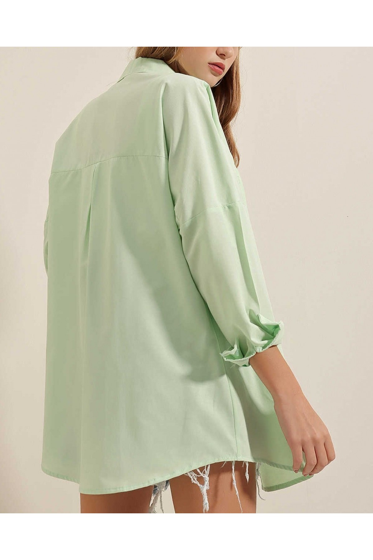 3900 Oversize Long Basic Shirt 