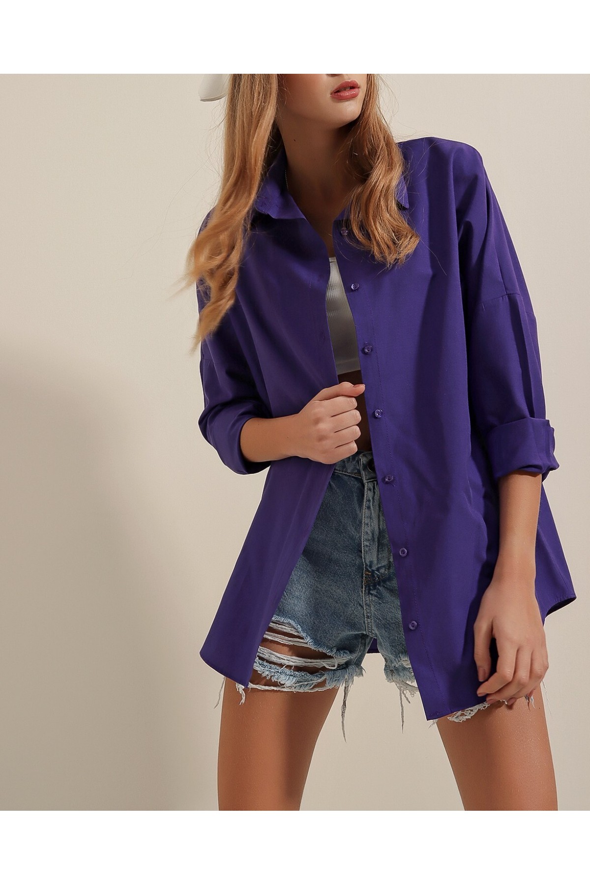 3900 Oversize Long Basic Shirt 