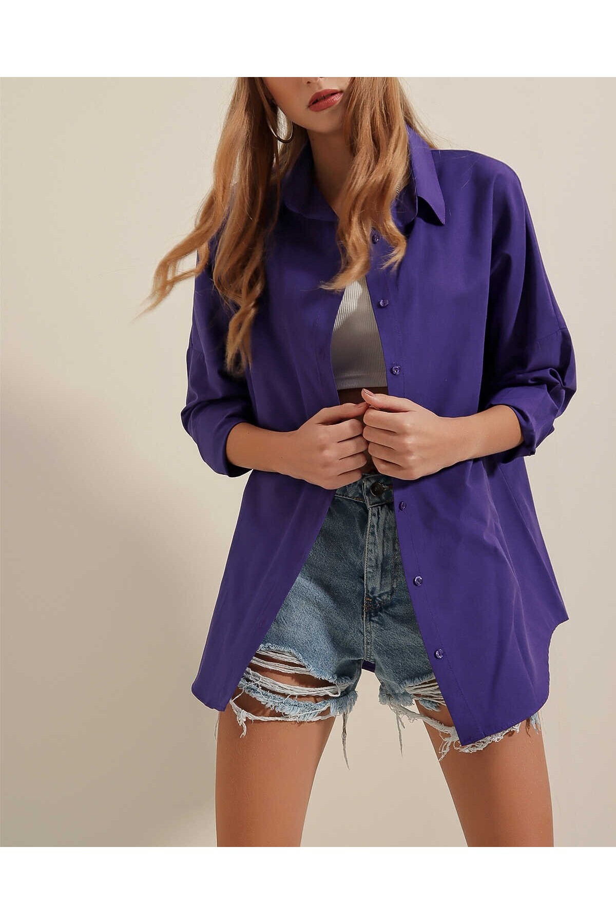 3900 Oversize Long Basic Shirt 