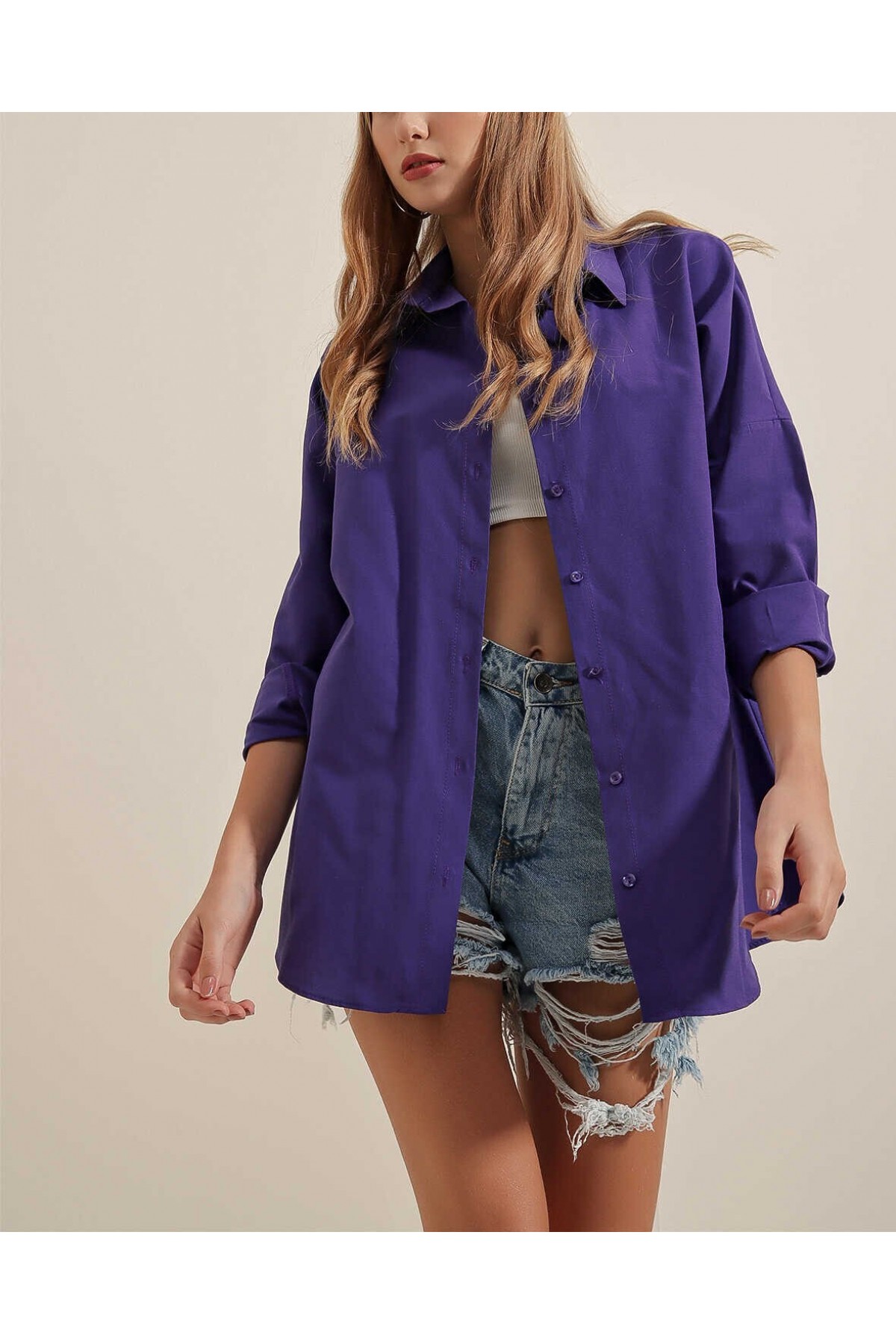 3900 Oversize Long Basic Shirt 