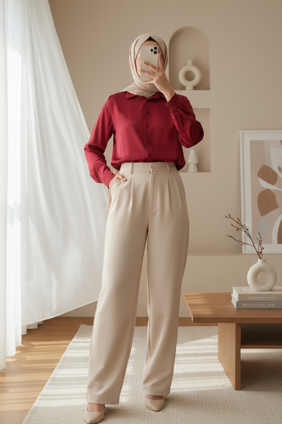 3964 Lightly Flowing Satin Shirt 