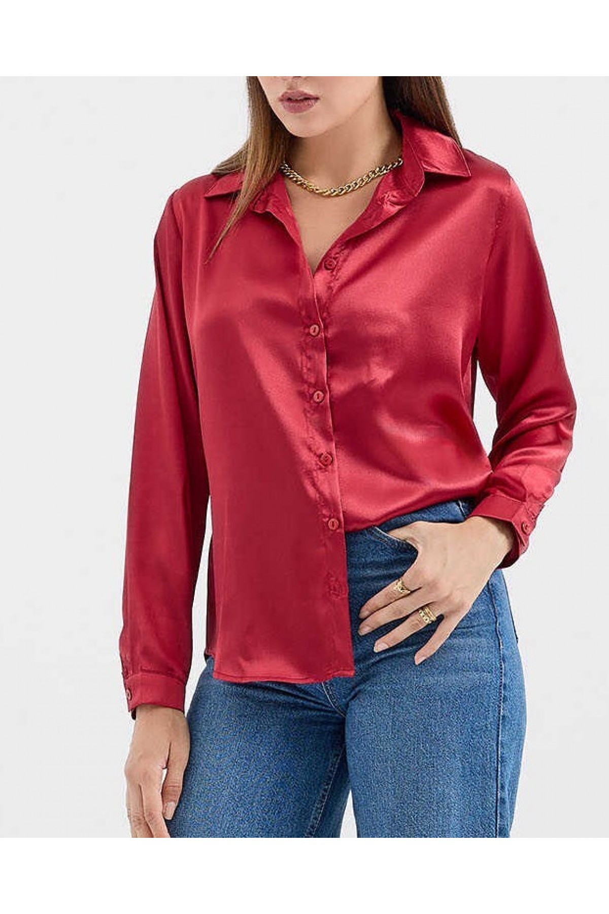 3964 Lightly Flowing Satin Shirt 