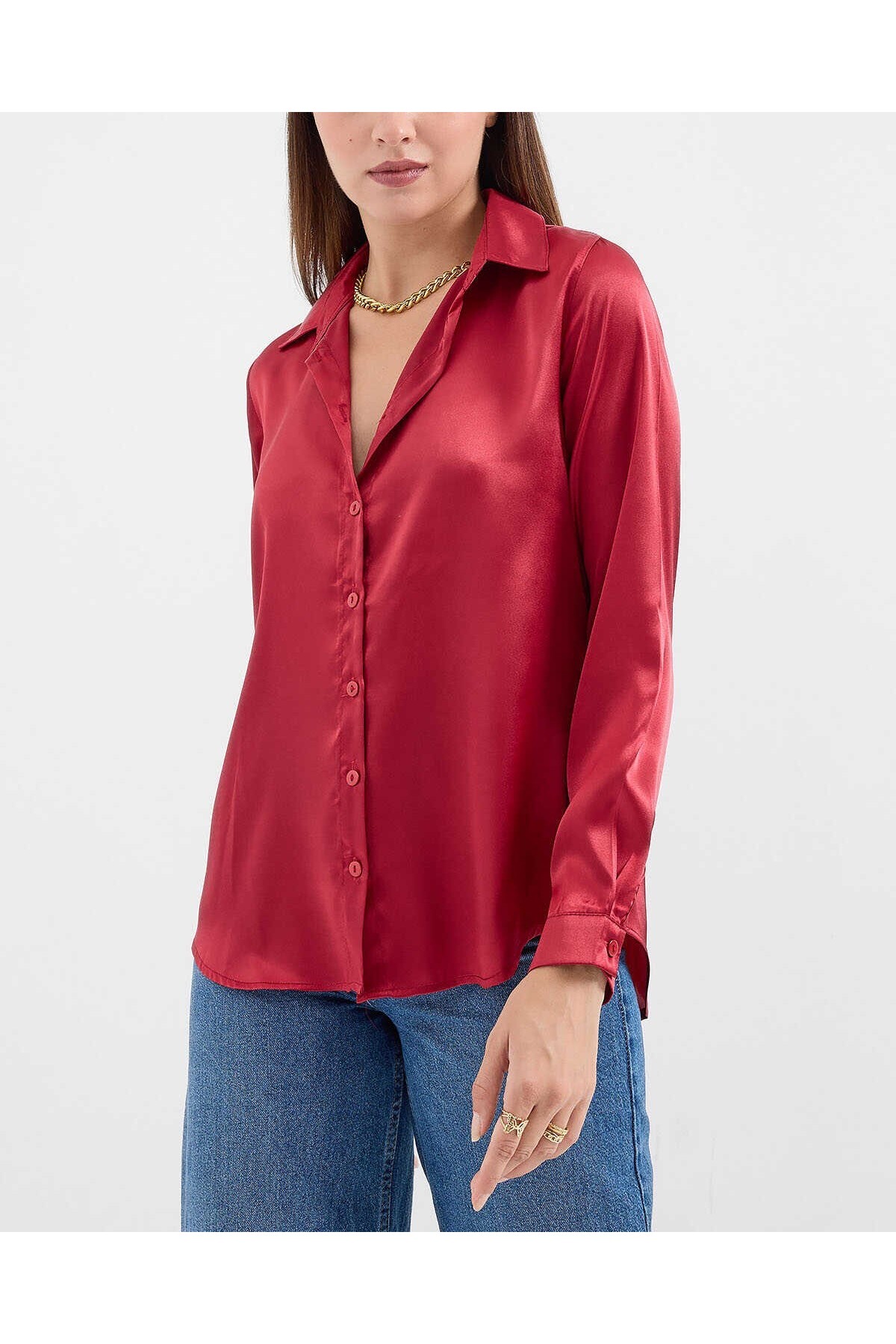 3964 Lightly Flowing Satin Shirt 