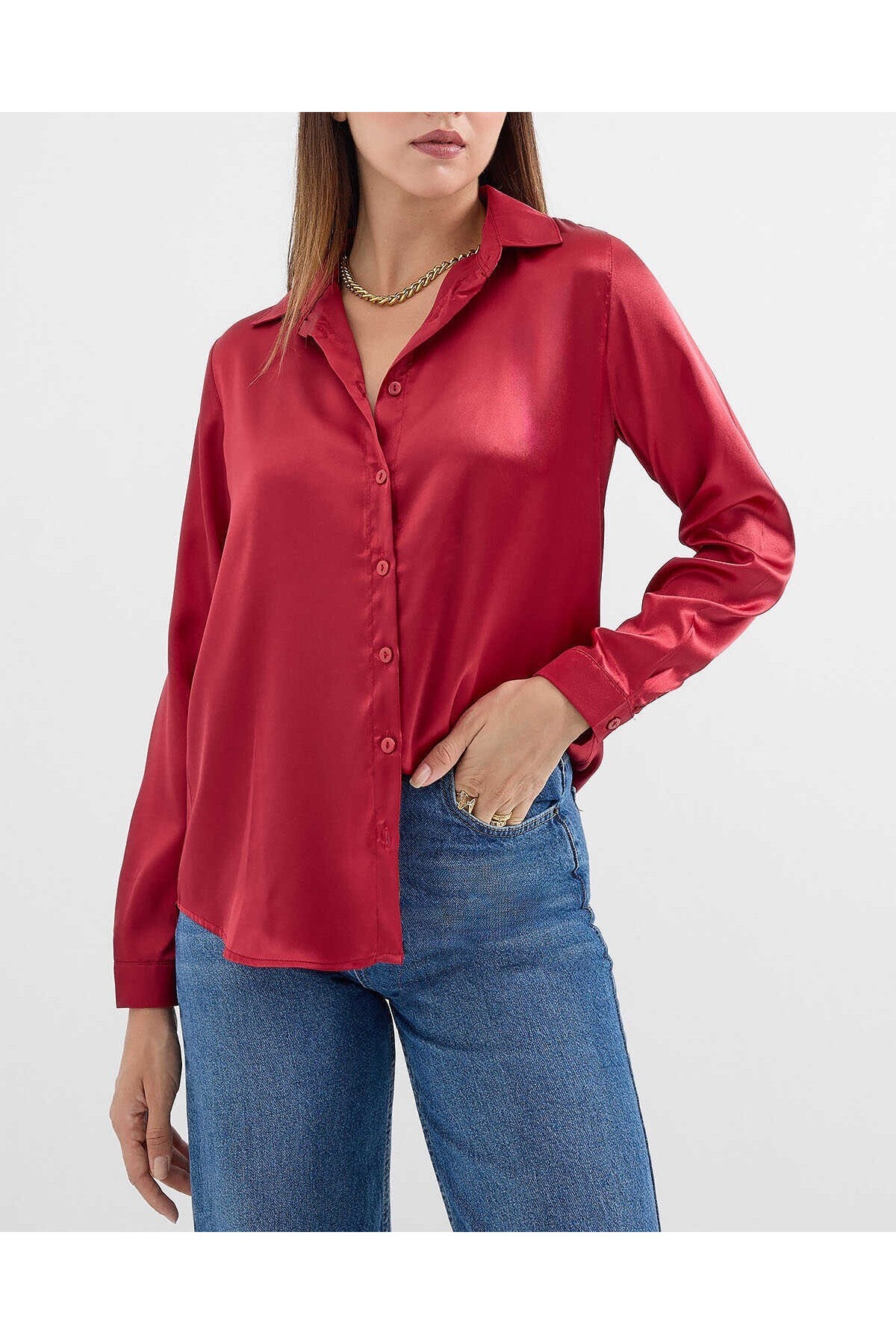 3964 Lightly Flowing Satin Shirt 