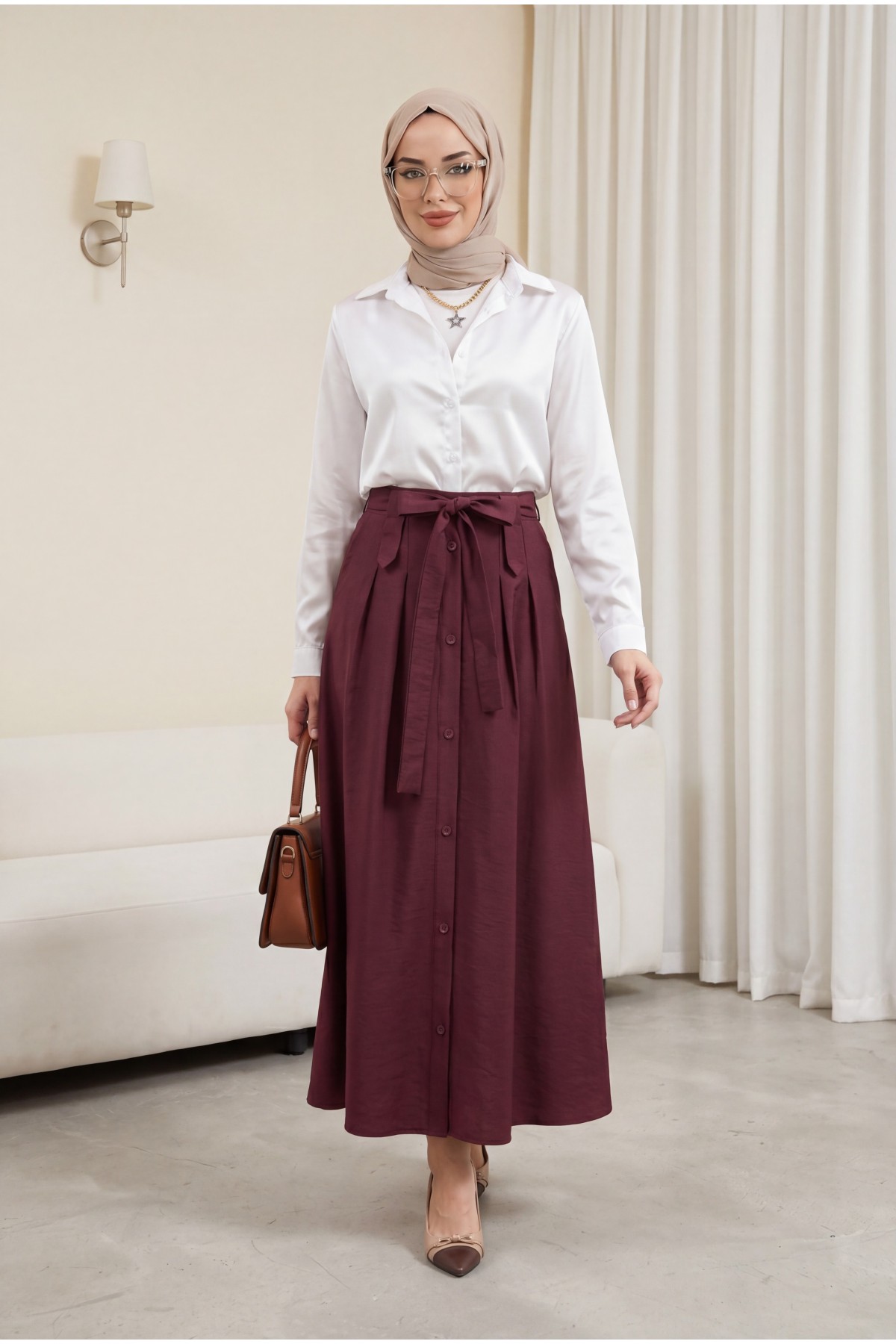3964 Lightly Flowing Satin Shirt 