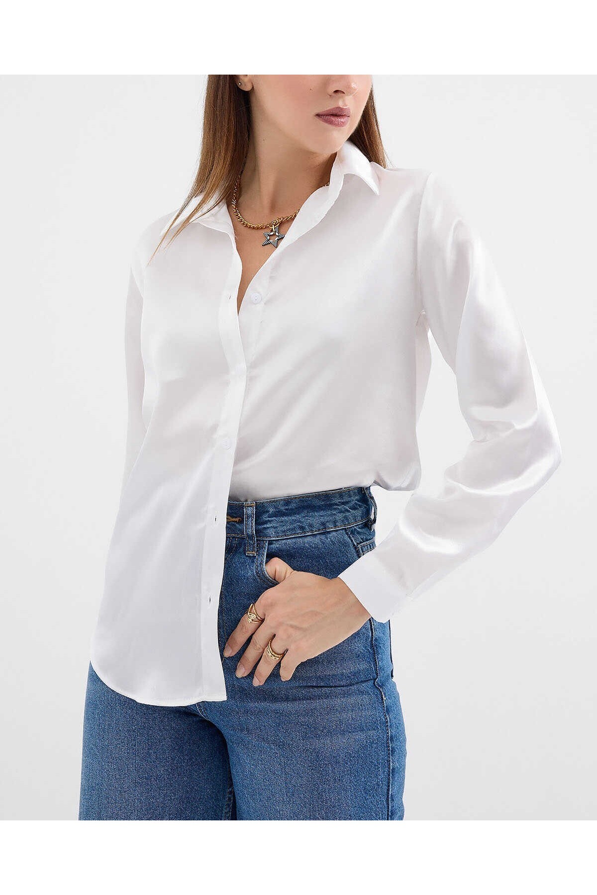 3964 Lightly Flowing Satin Shirt 