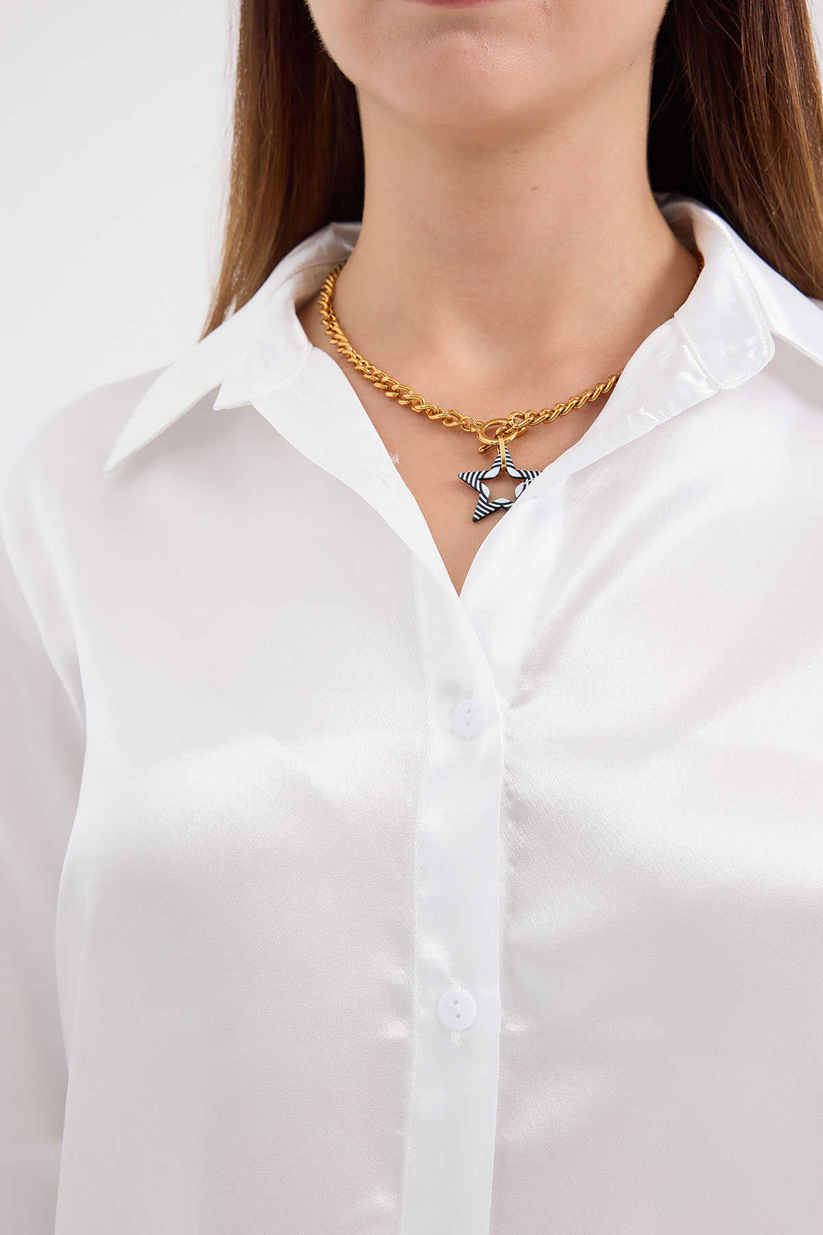 3964 Lightly Flowing Satin Shirt 