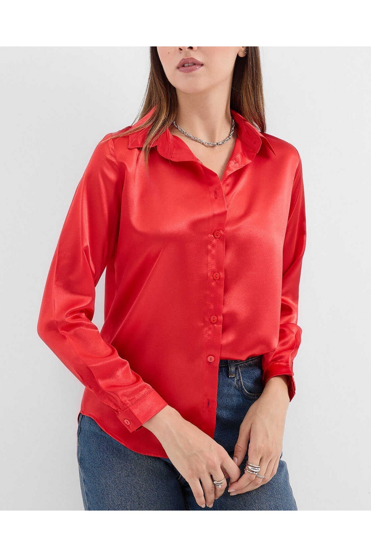3964 Lightly Flowing Satin Shirt 