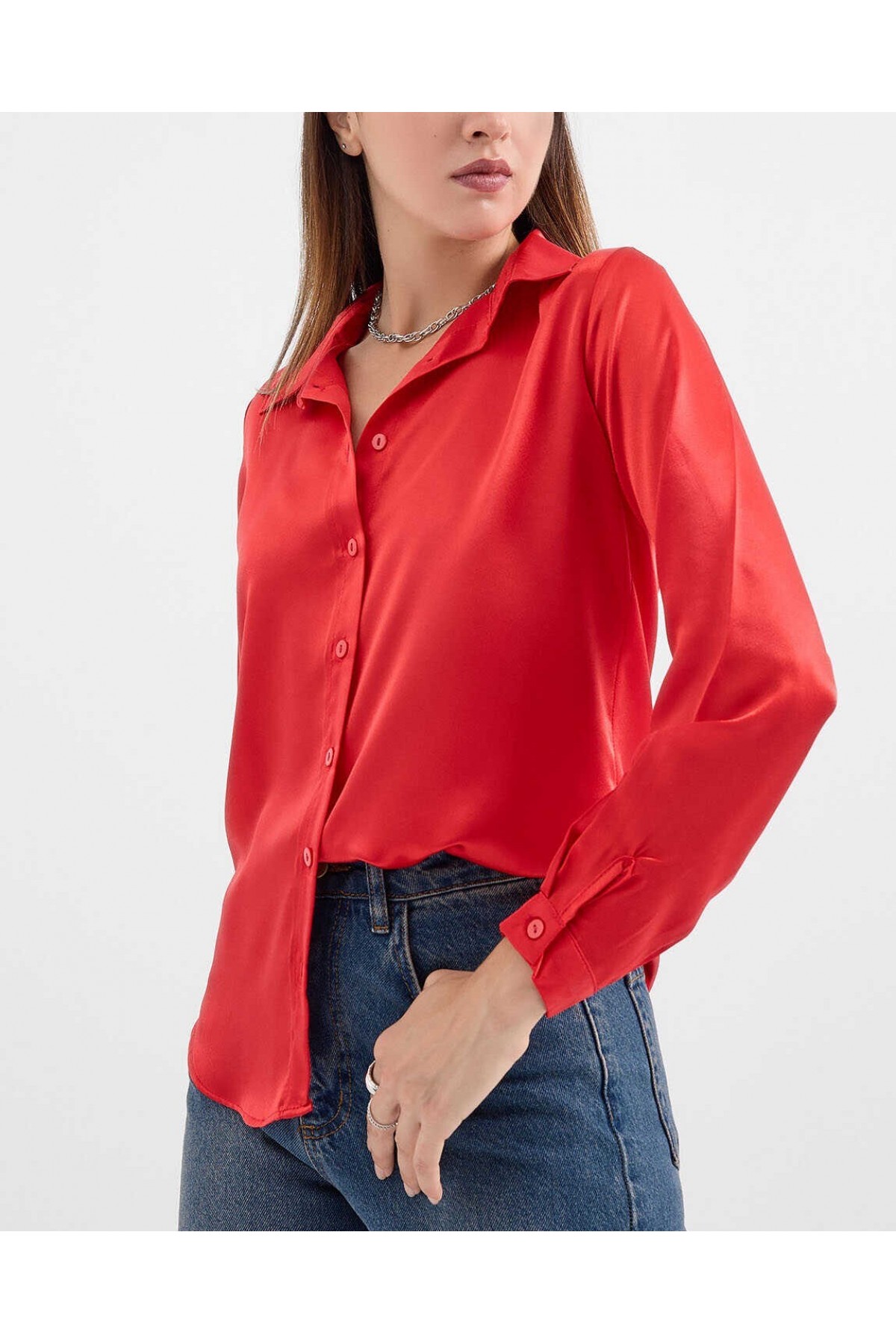 3964 Lightly Flowing Satin Shirt 