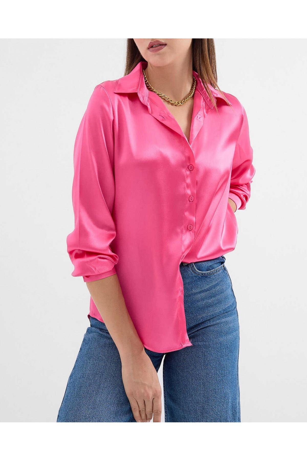 3964 Lightly Flowing Satin Shirt 