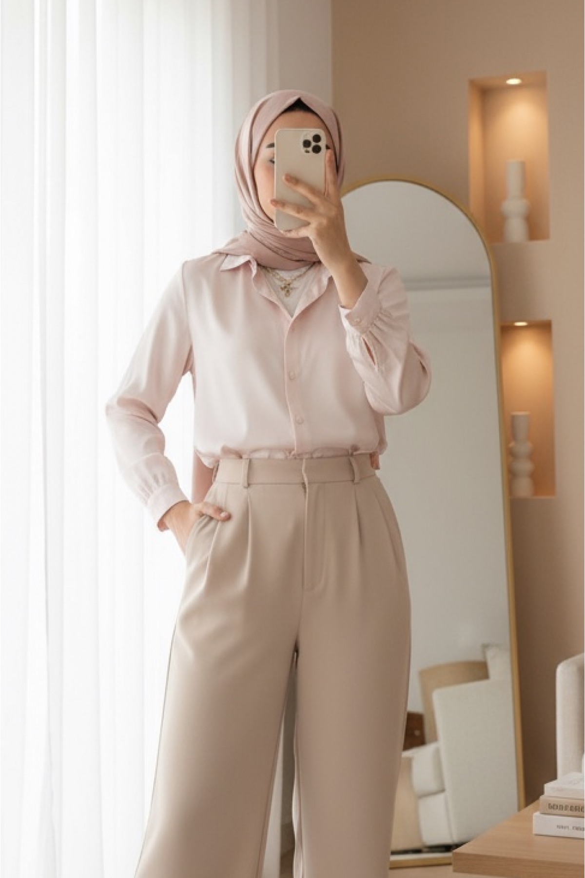 3964 Lightly Flowing Satin Shirt 