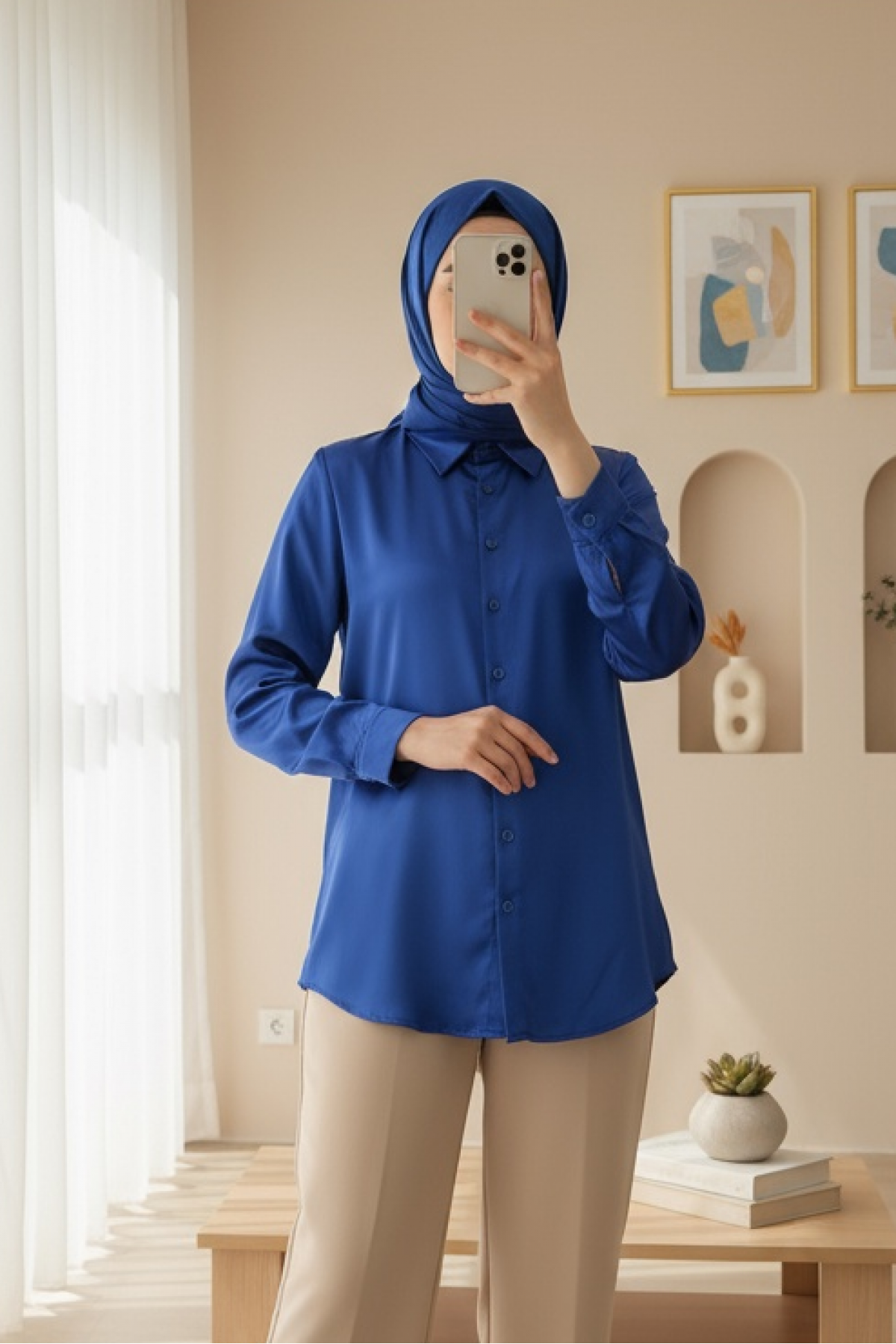 3964 Lightly Flowing Satin Shirt 