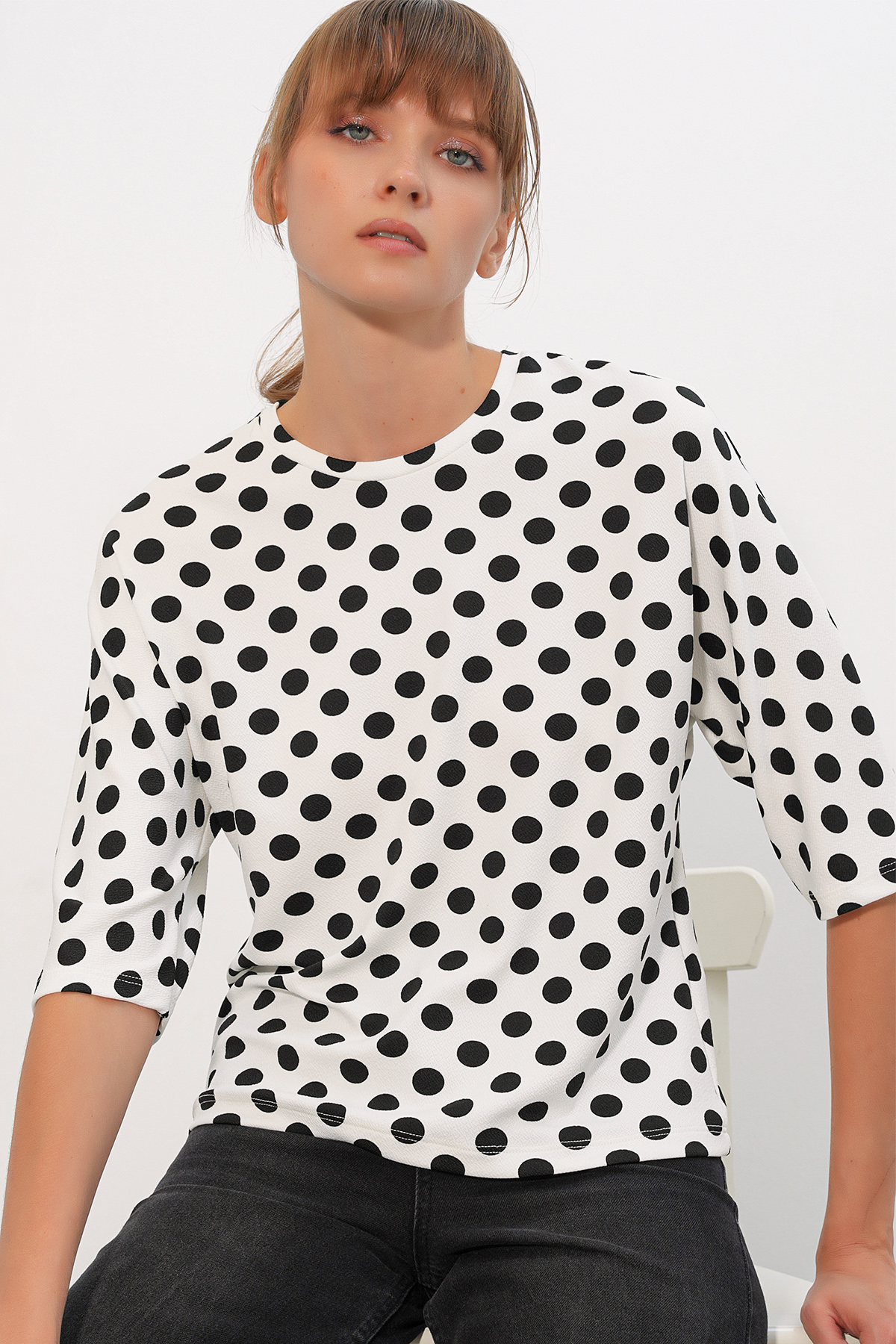Women's Polka Dot Mini Denim Skirt 8086 
