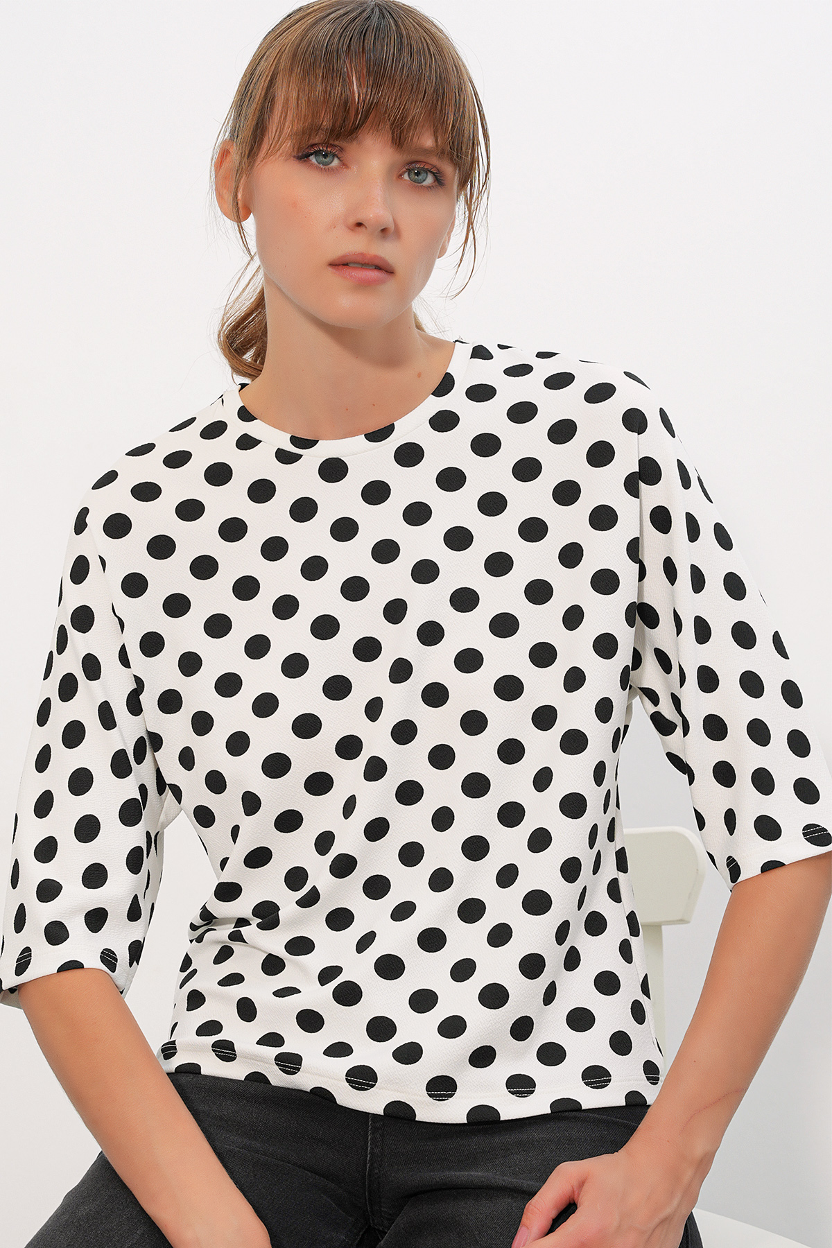 Women's Polka Dot Mini Denim Skirt 8086 