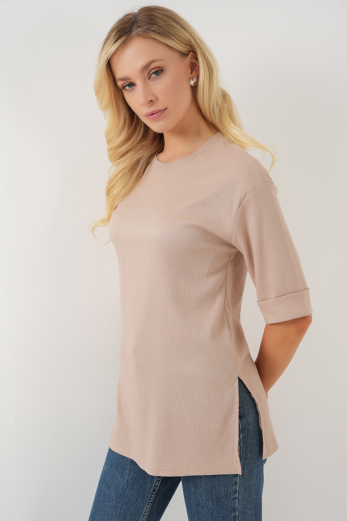 4332 Side Slit Knitted T-shirt 