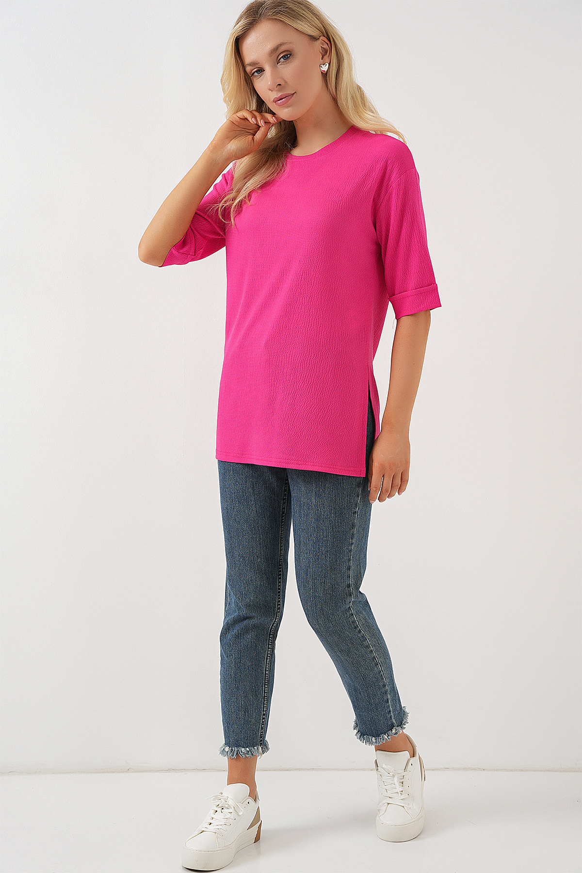4332 Side Slit Knitted T-shirt 