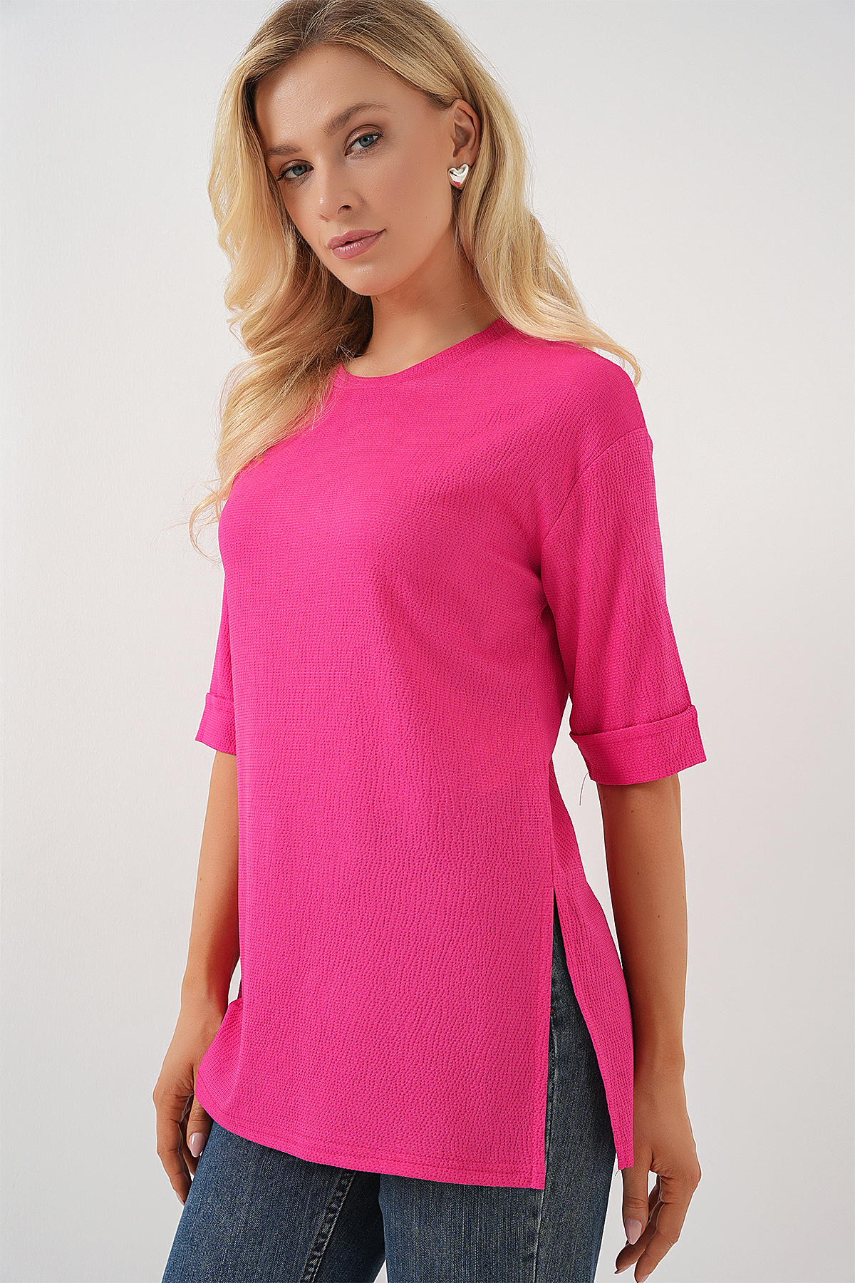 4332 Side Slit Knitted T-shirt 
