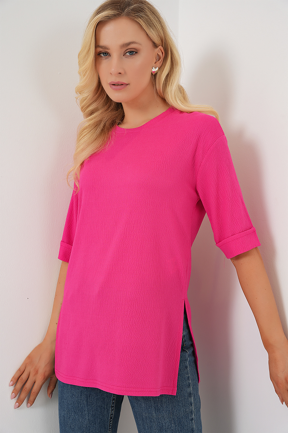 4332 Side Slit Knitted T-shirt 