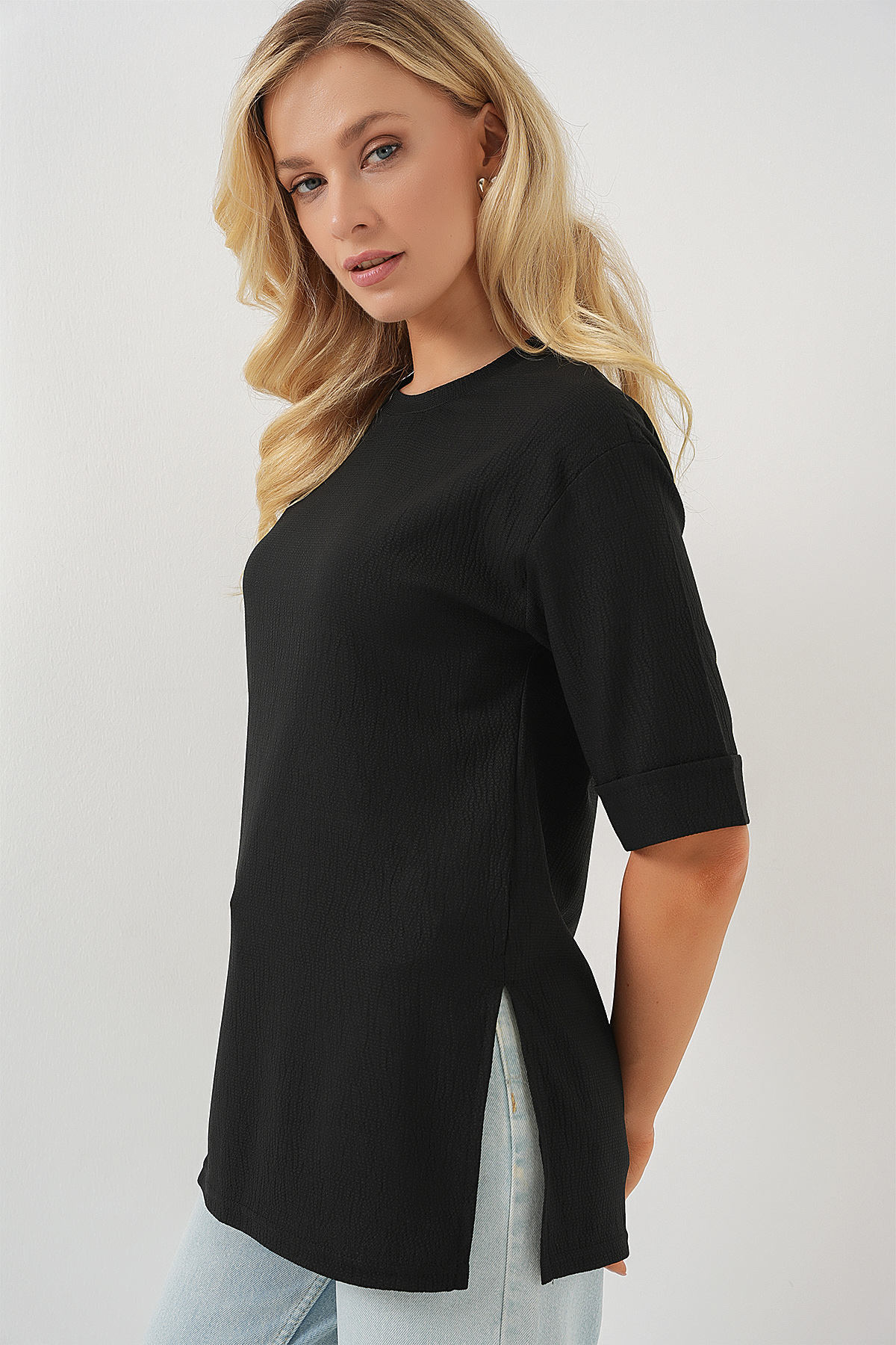 4332 Side Slit Knitted T-shirt 