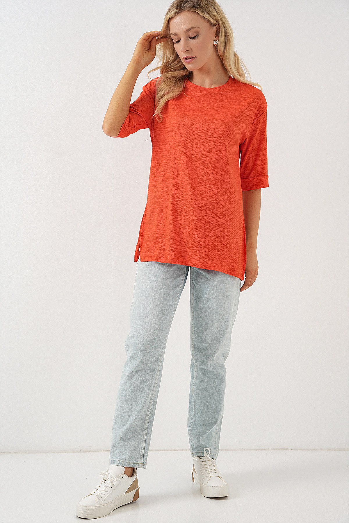 4332 Side Slit Knitted T-shirt 