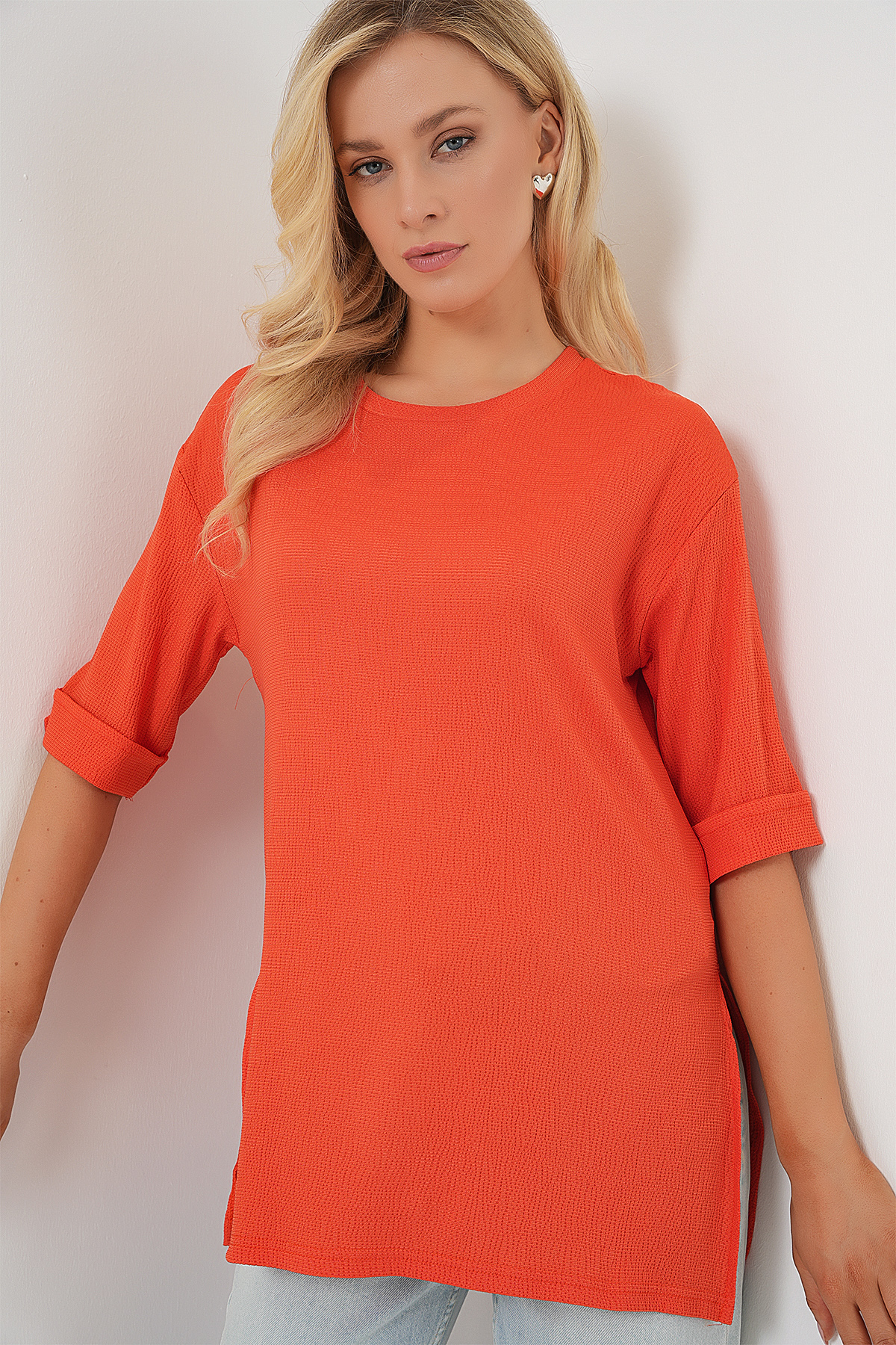 4332 Side Slit Knitted T-shirt 