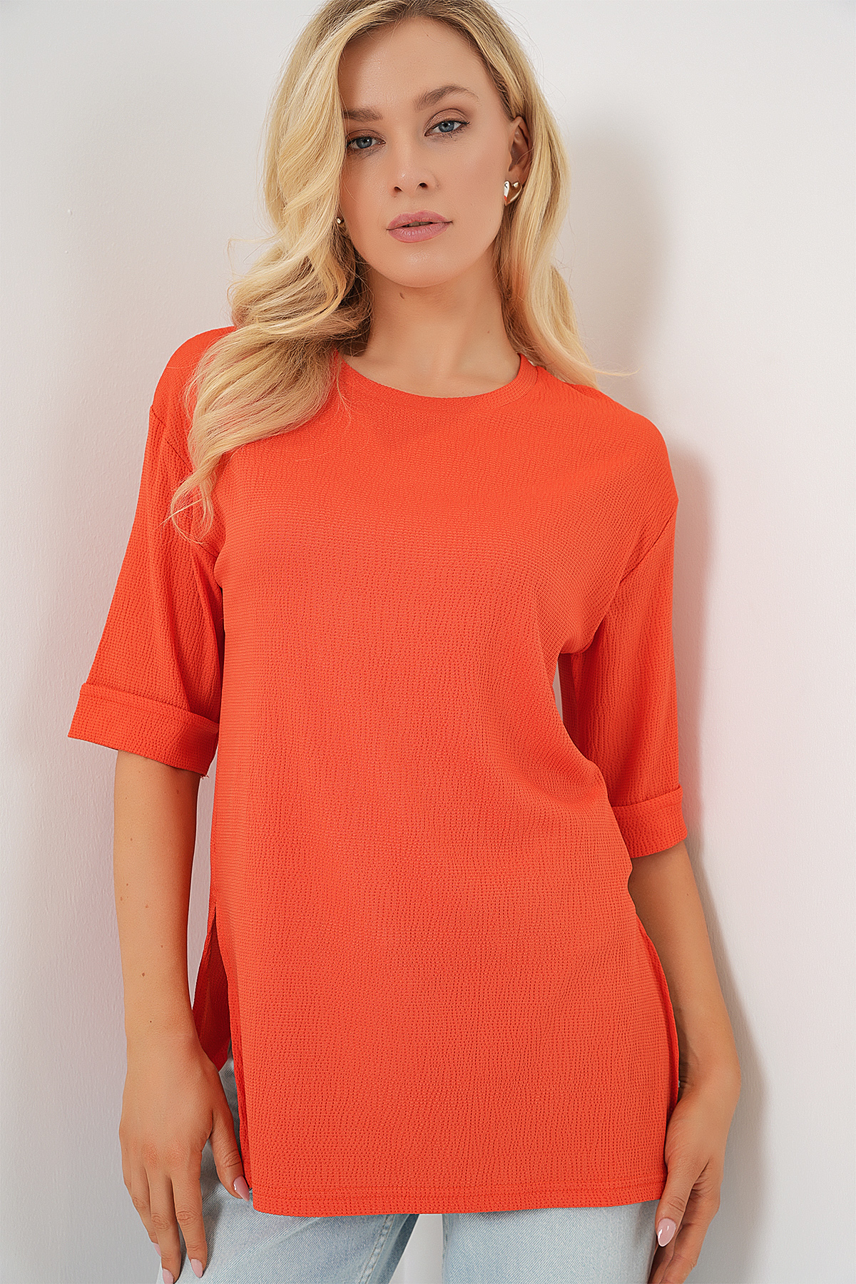 4332 Side Slit Knitted T-shirt 