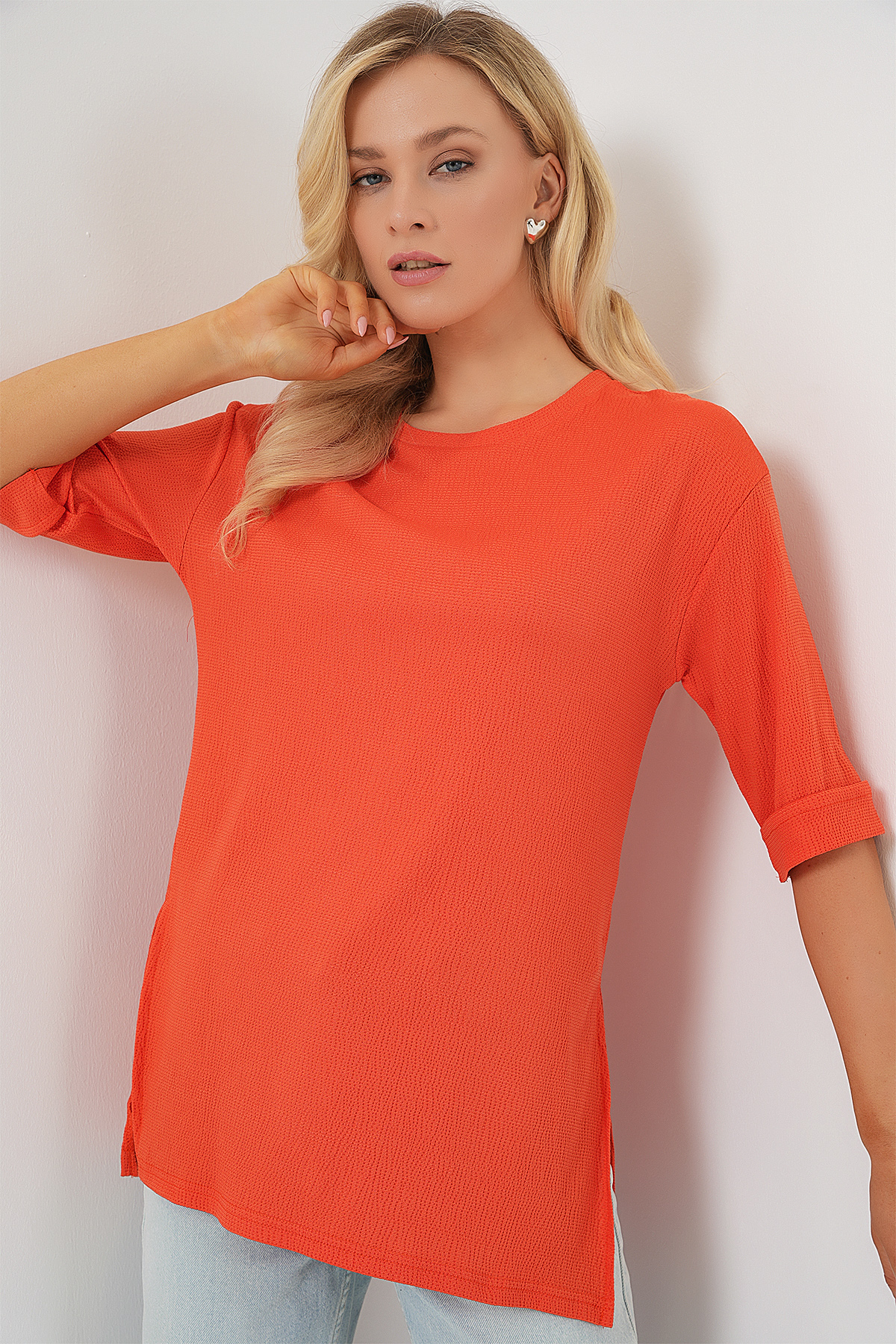 4332 Side Slit Knitted T-shirt 