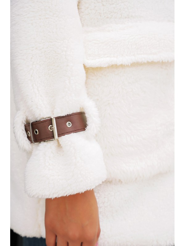 5206 Kadın Oversize Peluş Mont - Taba