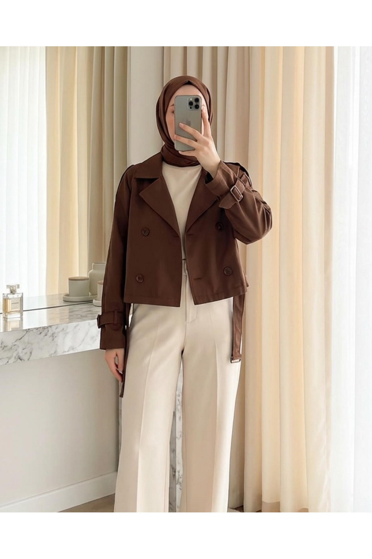 Women's Belted Short Trench Coat 5970 