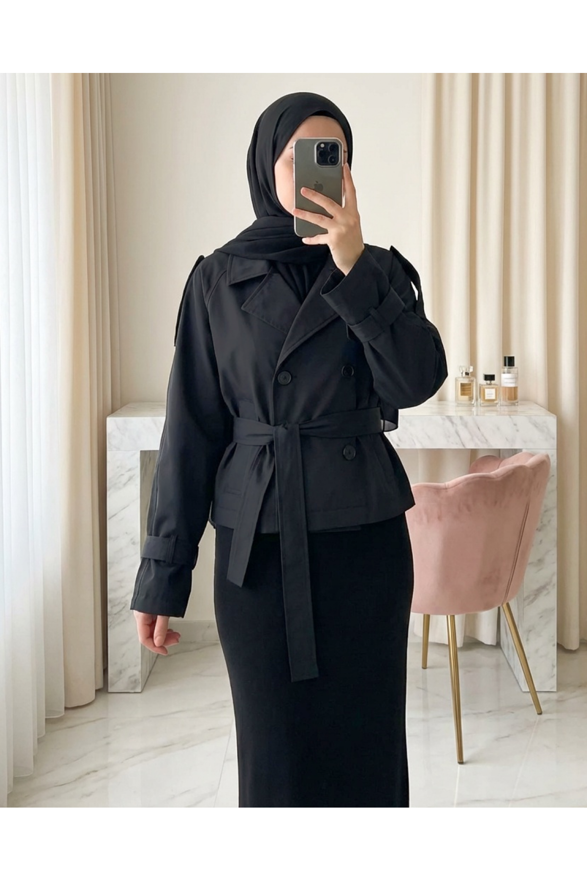 Women's Belted Short Trench Coat 5970 