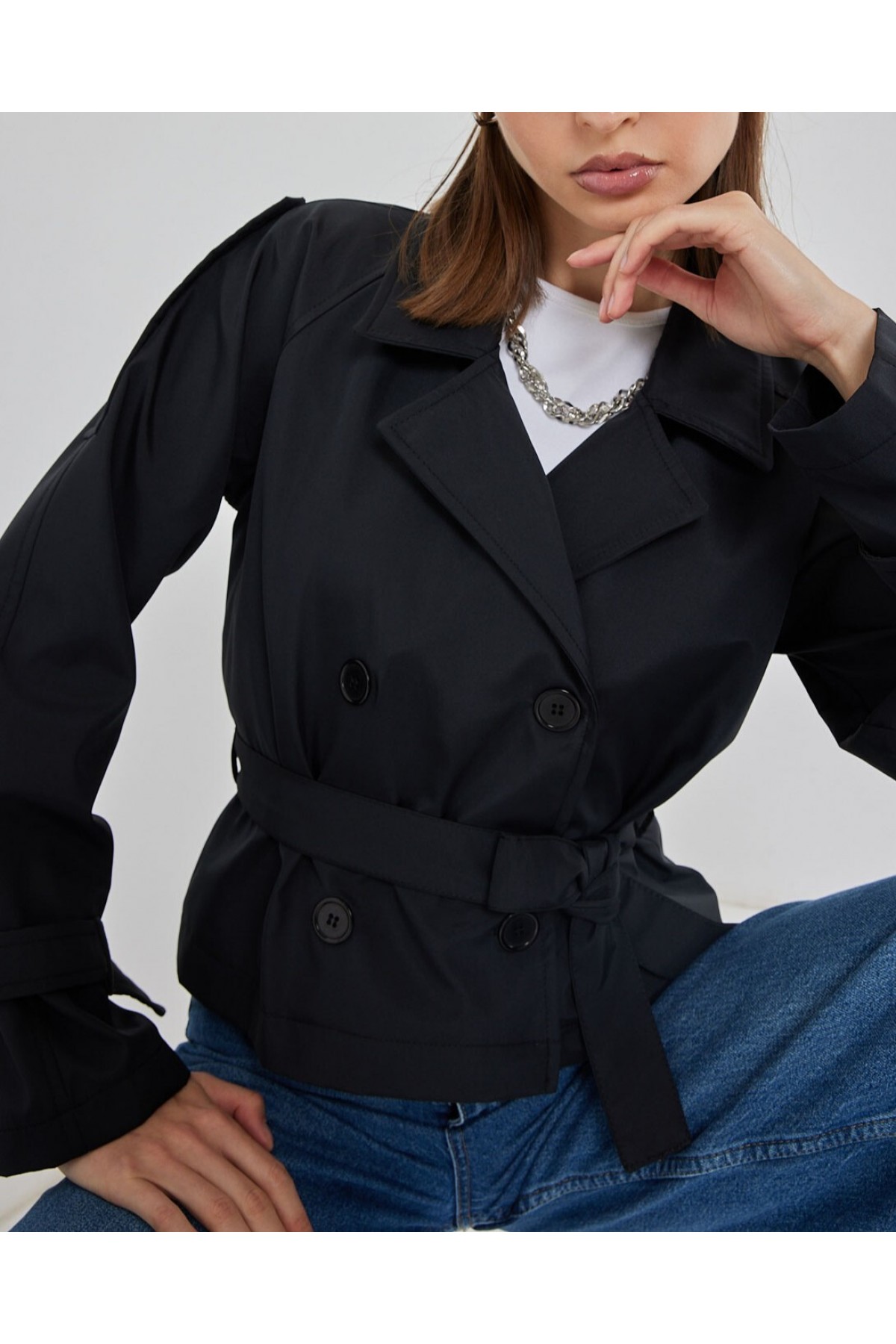 Women's Belted Short Trench Coat 5970 