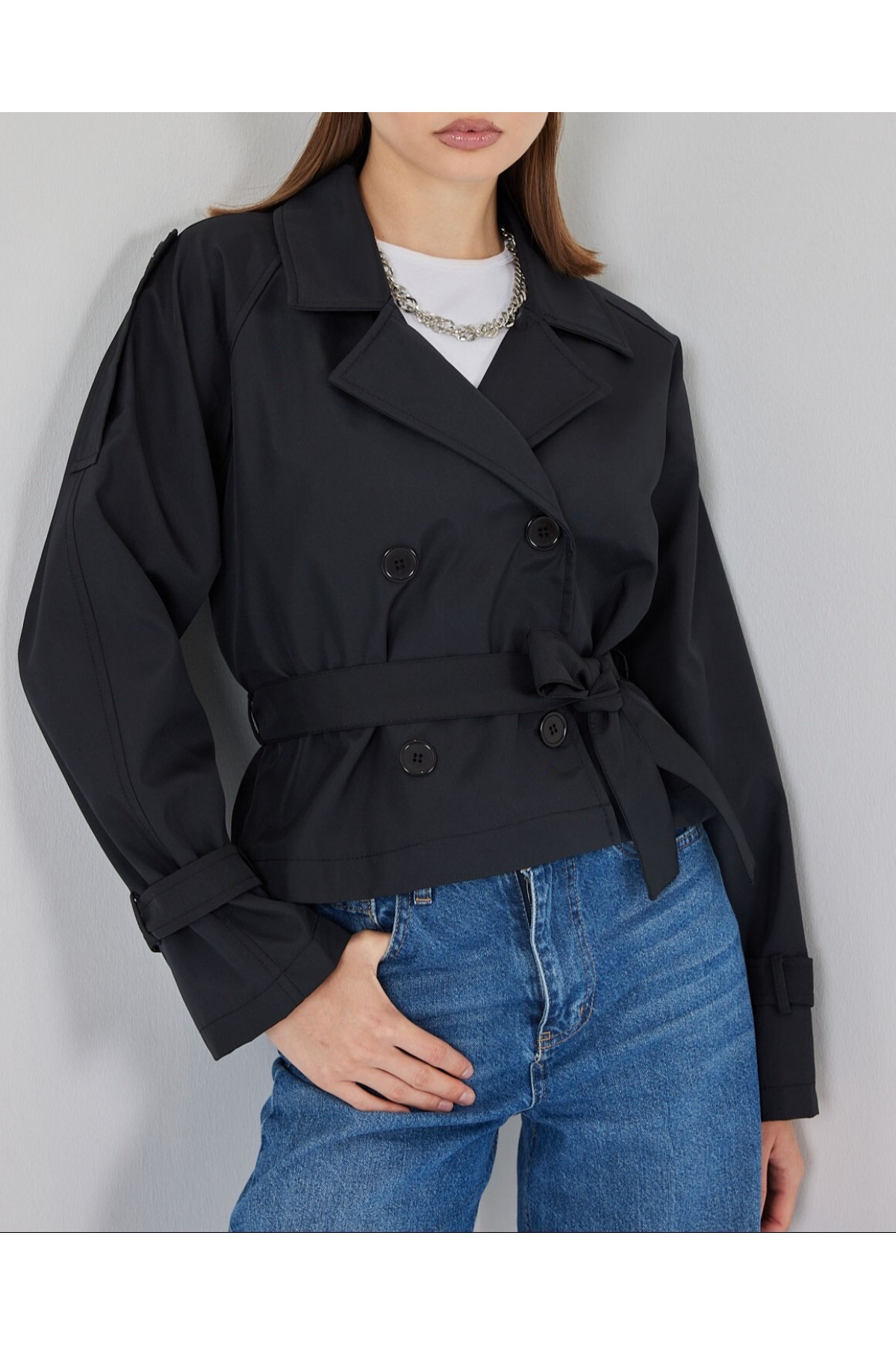 Women's Belted Short Trench Coat 5970 