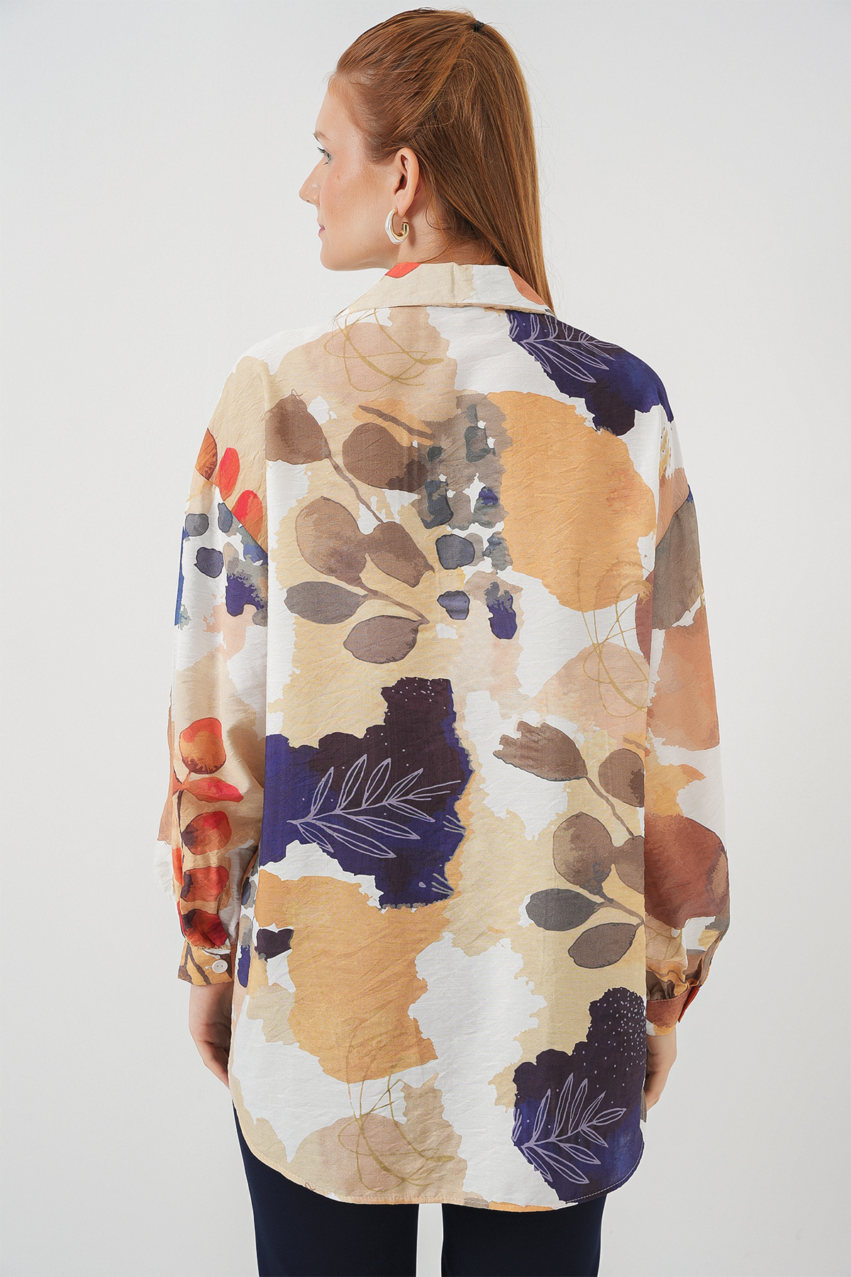 Women's Patterned Oversized Shirt Tunic 5971 