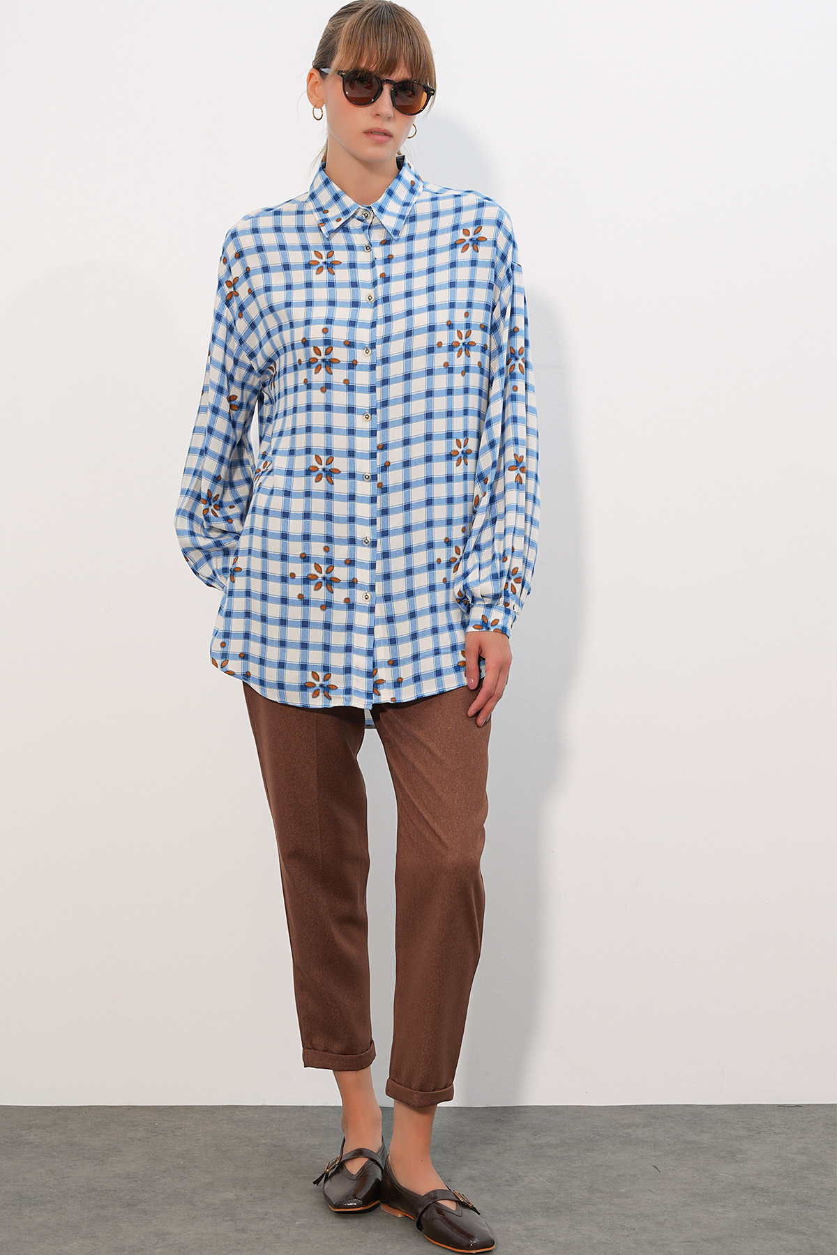 Women's Ruffle Detail Long Sleeve Shirt 40031 
