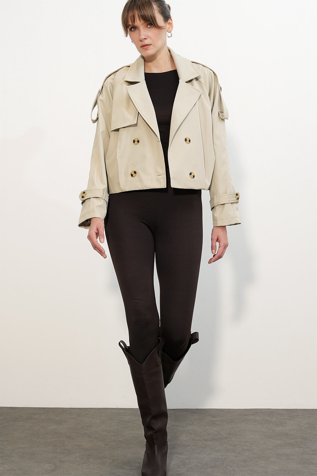 Women's Belted Fox Fabric Coat 9173 