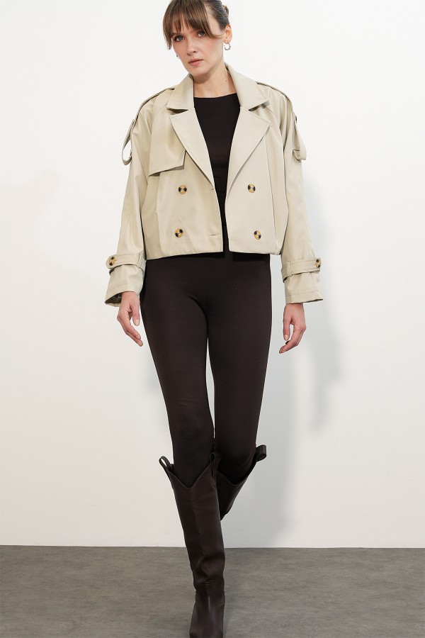 Women's Belted Fox Fabric Coat 9173 