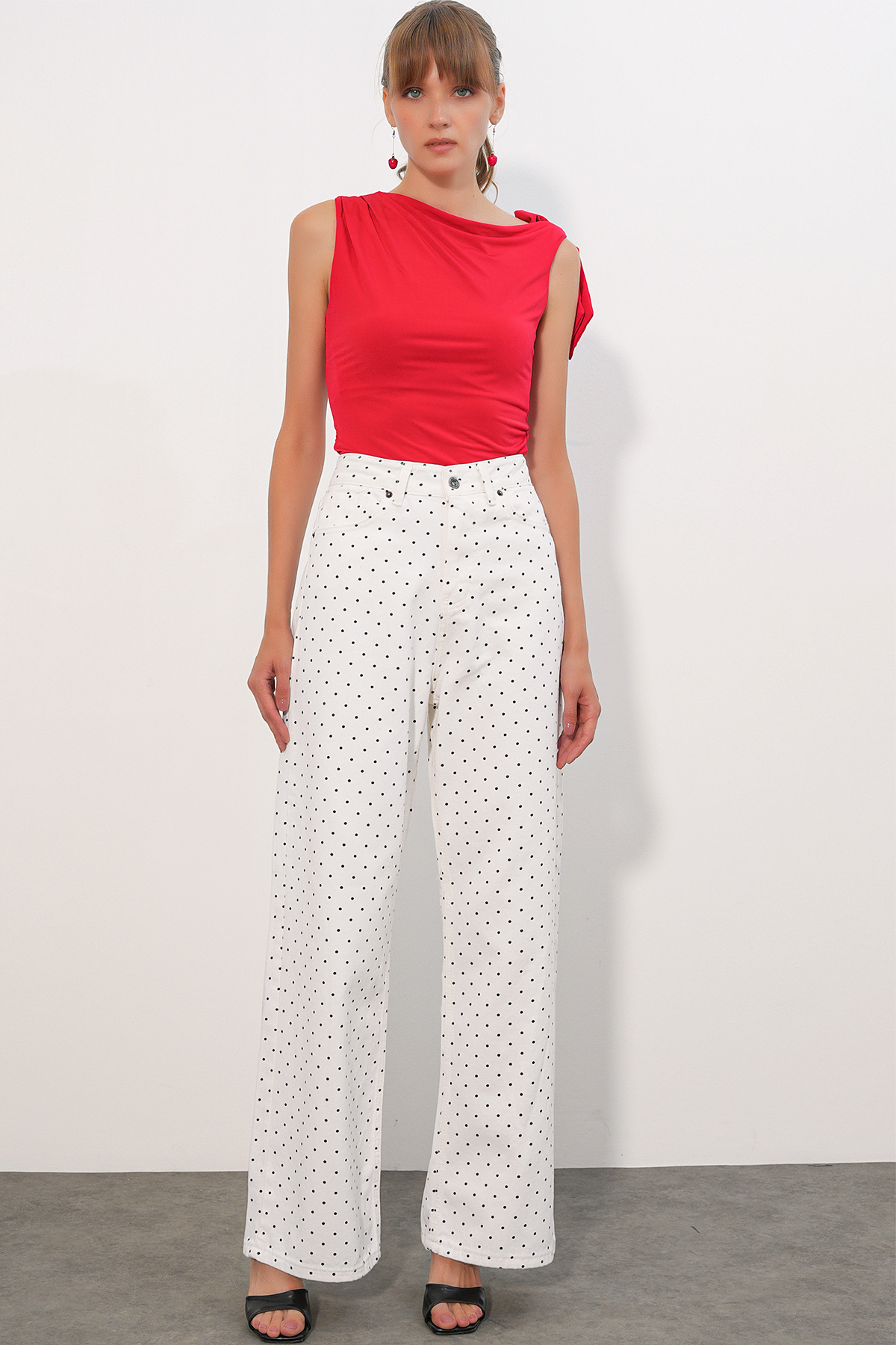 Women's Polka Dot Mini Denim Skirt 8086 
