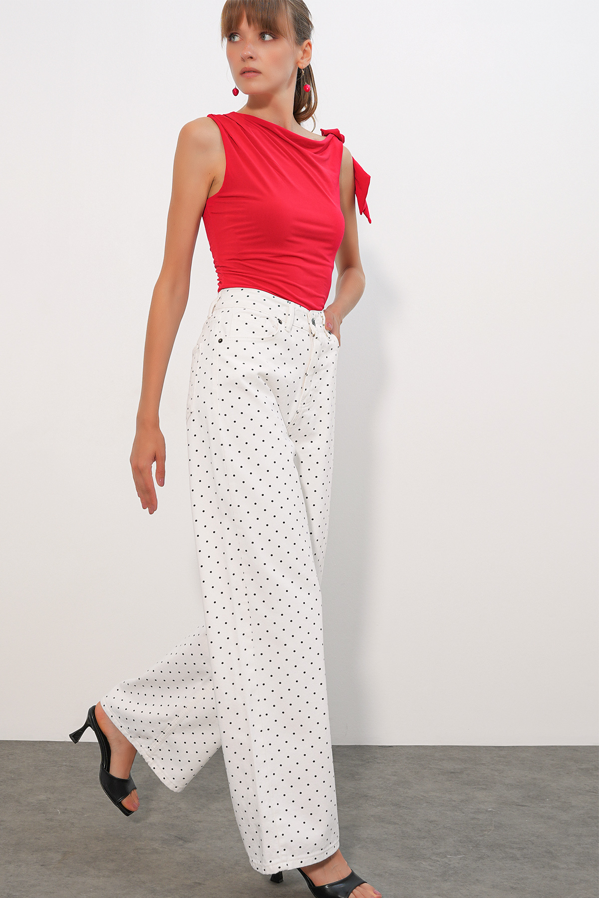 Women's Polka Dot Mini Denim Skirt 8086 