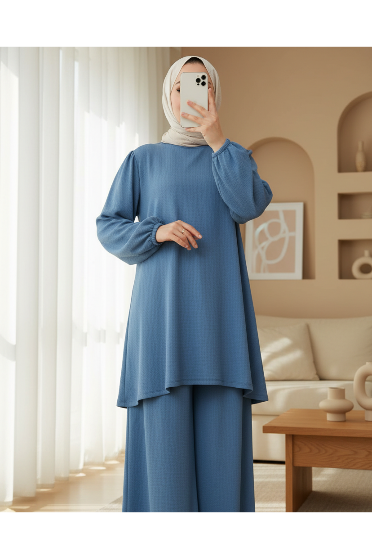 Women's Indigo Tunic Trousers Bottom Top Set 6663