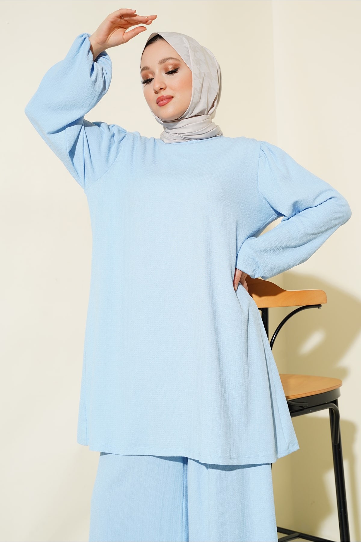 Women's Blue Tunic and Pants Set (Top and Bottom) 6663
