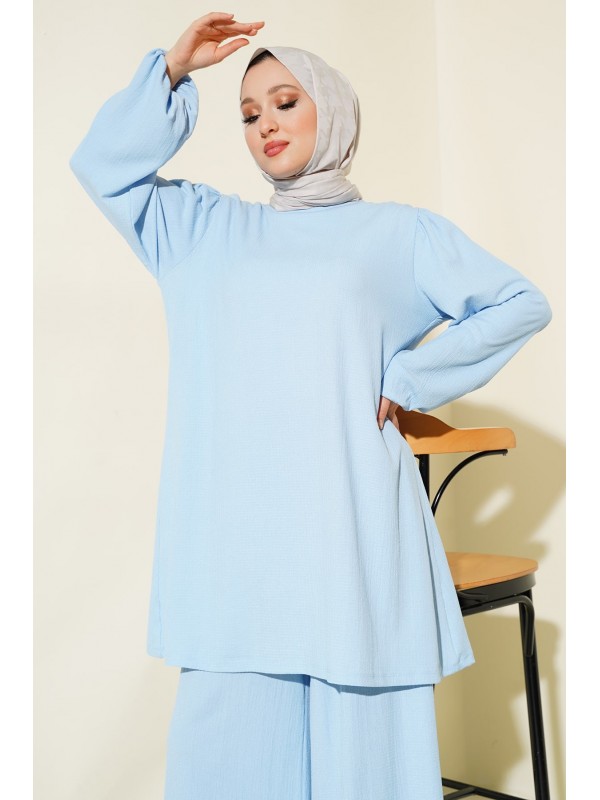 Women's Blue Tunic and Pants Set (Top and Bottom) 6663