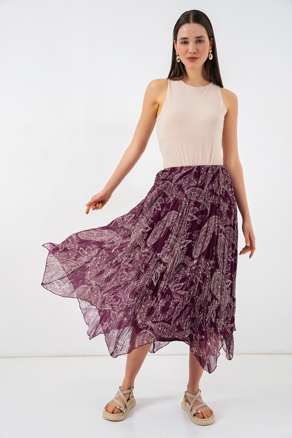 تنورة نسائية غير متماثلة من التول والشيفون 8061 