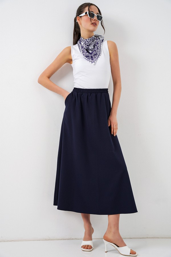 Women's Long Skirt with Elastic Waistband 8072 