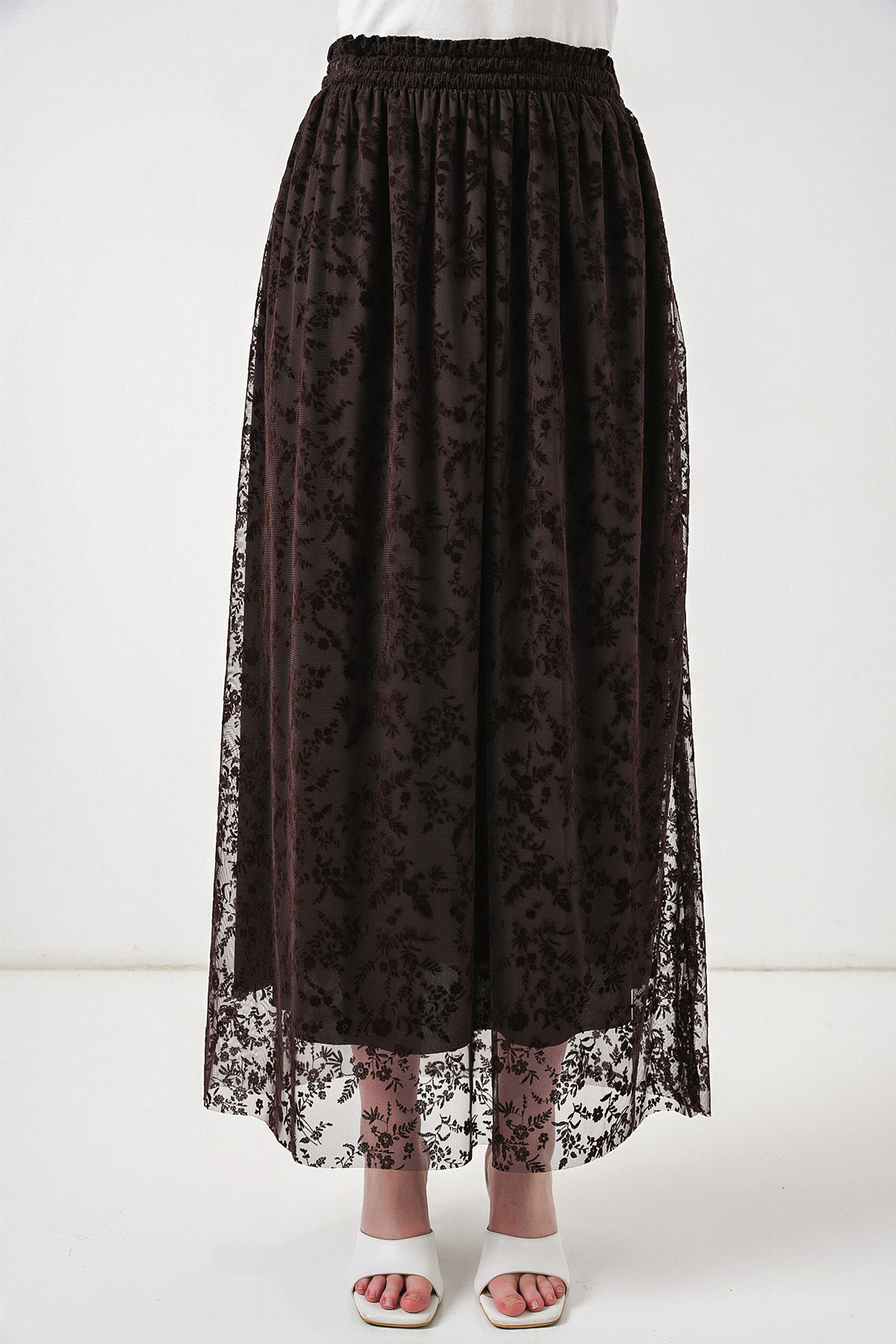 تنورة نسائية مبطنة بنقشة مخملية 8076 