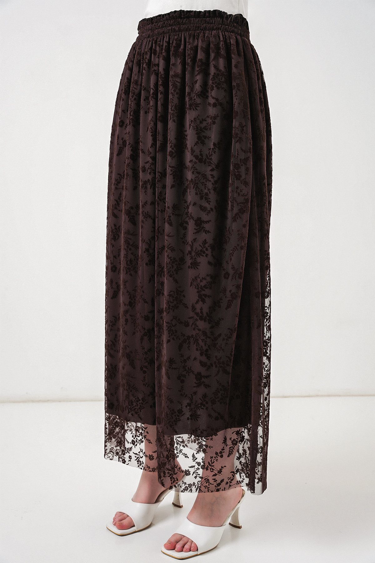 تنورة نسائية مبطنة بنقشة مخملية 8076 