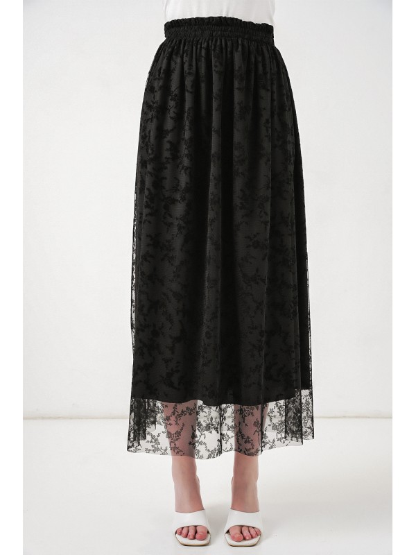 تنورة نسائية مبطنة بنقشة مخملية 8076 