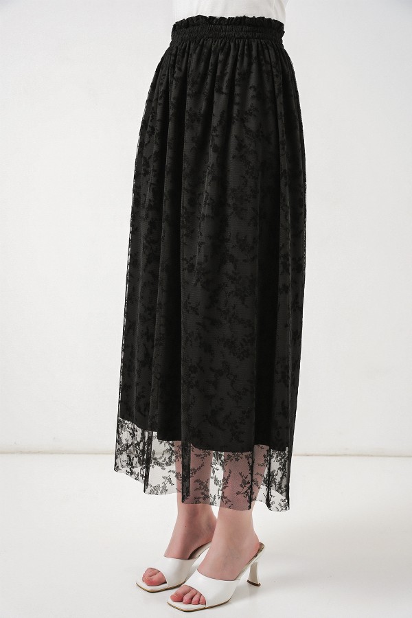 تنورة نسائية مبطنة بنقشة مخملية 8076 